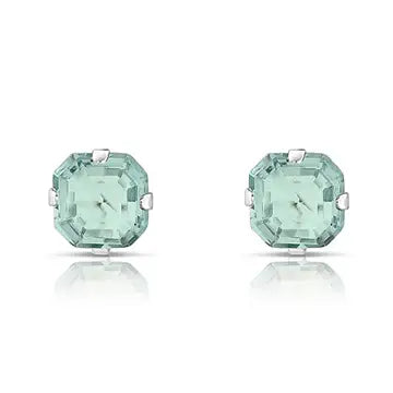 Cute 925 Sterling Silver Ascher-Cut CZ Studs Earrings