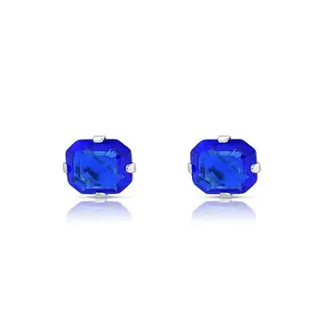 Cute 925 Sterling Silver Ascher-Cut CZ Studs Earrings