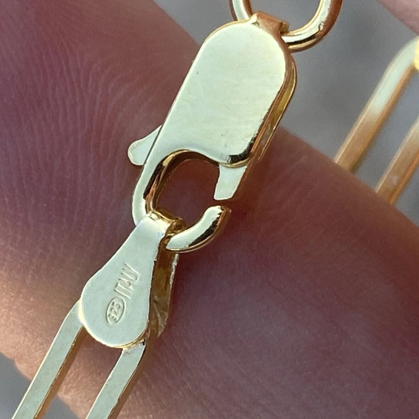 14k Gold Plated over 925 Silver Paperclip Paper Clip Bracelet 7'' 4MM