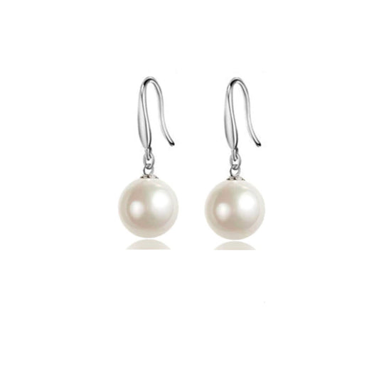.925 Sterling Silver Hanging Pearl Earrings