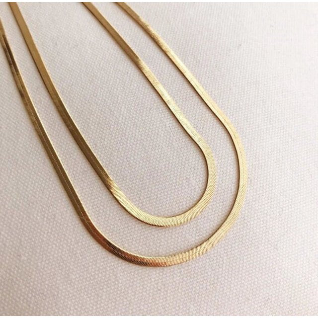 Herringbone Chain Necklace • Herringbone Choker Necklace - 18K Gold Vermeil • Gift for Her • Must Have Layering Necklace Gold