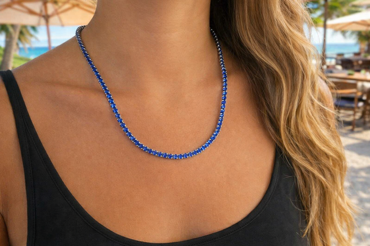 Silver Tanzanite Tennis Necklace