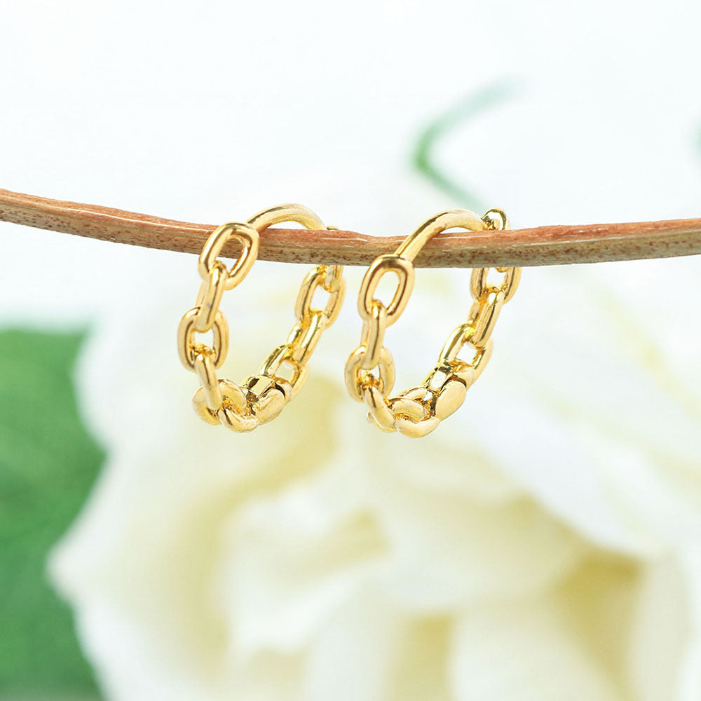 18K Gold Chain Link Endless Hoop Earrings