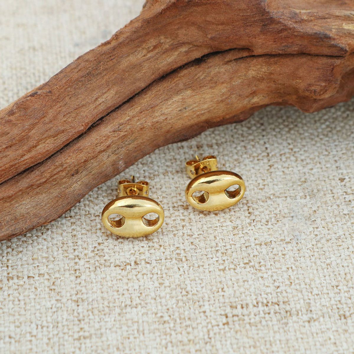 RMZ GOLD NYC 14K Gold Overlay Mariner Stud Earrings