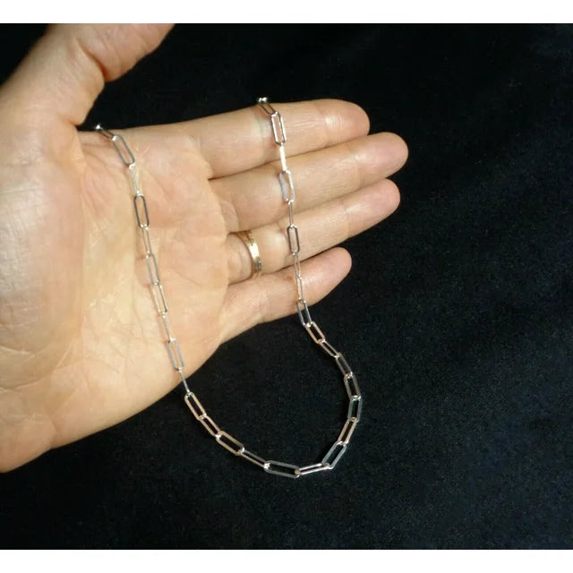 RMZ GOLD NYC 925 Sterling Silver Italian Paperclip Rolo Chain Necklace Italy 14''-36'' All Sizes