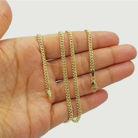 10K Solid Yellow Gold 3mm Miami Cuban Chain Necklace
