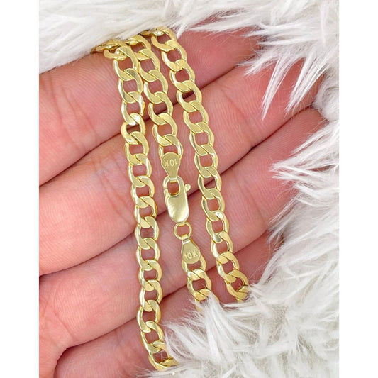 10K Solid Yellow Gold 5mm Curb Chain Necklace
