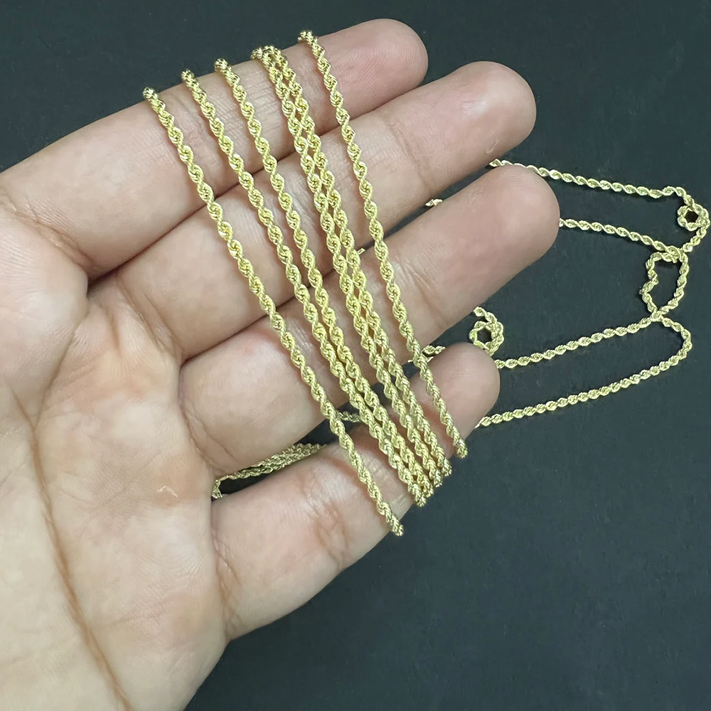 RMZ GOLD NYC 18K Gold Plated Sterling Silver Chain, 2.2mm, Diamond-Cut Rope