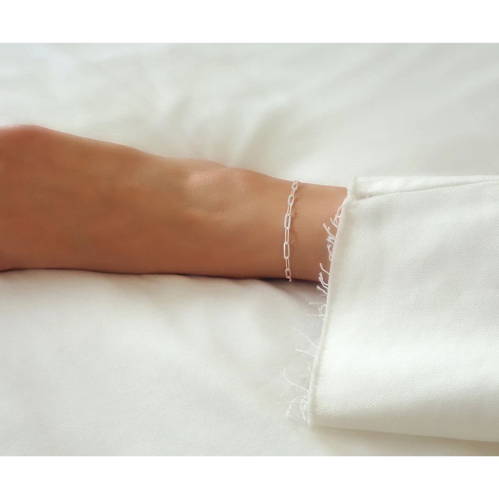 Italian 925 Sterling Silver with Rhodium Finish Paperclip Chain