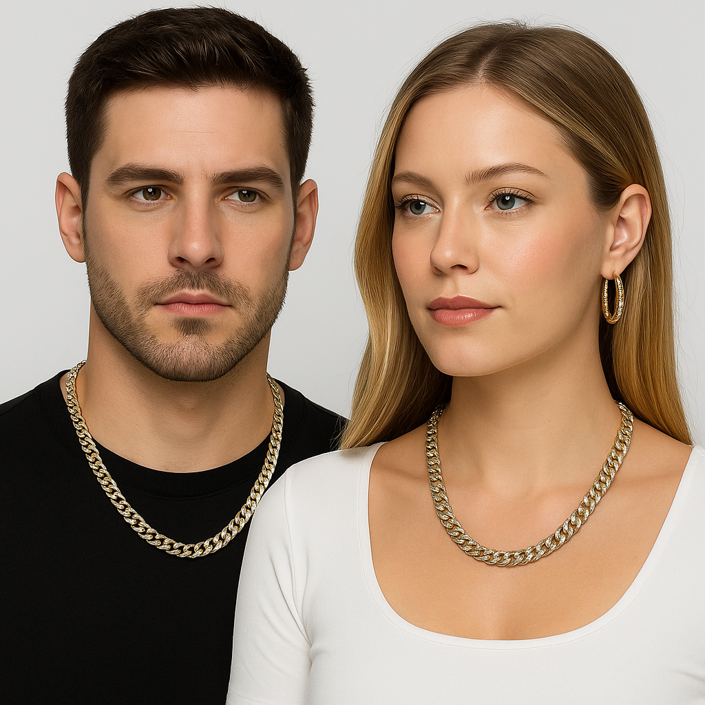 RMZ GOLD NYC 18K Gold Diamond-Cut Cuban Link Chain – 24 Inch