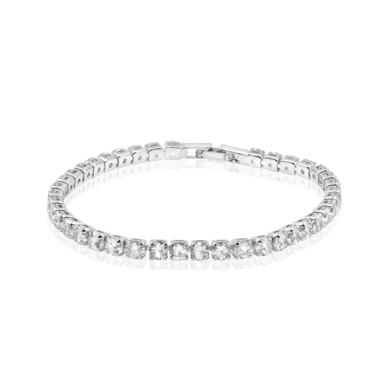 RMZ GOLD NYC Amazing Luxurious Classic White Tennis Bracelet – Elegant Sparkling Crystal Design in Timeless Style