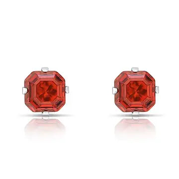 Cute 925 Sterling Silver Ascher-Cut CZ Studs Earrings