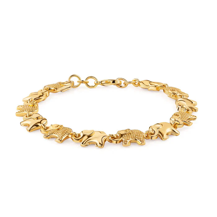 18K Gold Elephant Bracelet For Women 8''