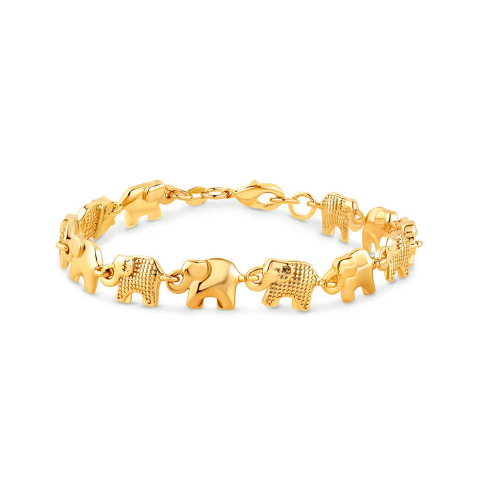 18K Gold Elephant Bracelet For Women 8''