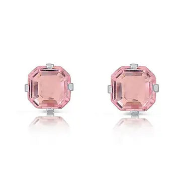 Cute 925 Sterling Silver Ascher-Cut CZ Studs Earrings