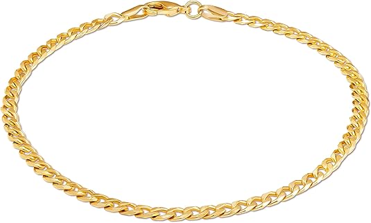 18K Gold Curb/Cuban Link Chain Bracelet - Made In Brazil