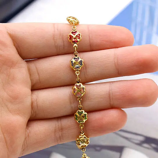 RMZ GOLD NYC 18K GOLD FILLED HIGH POLISH FINSH GOLD MULTI COLOR CRYSTAL ANKLET