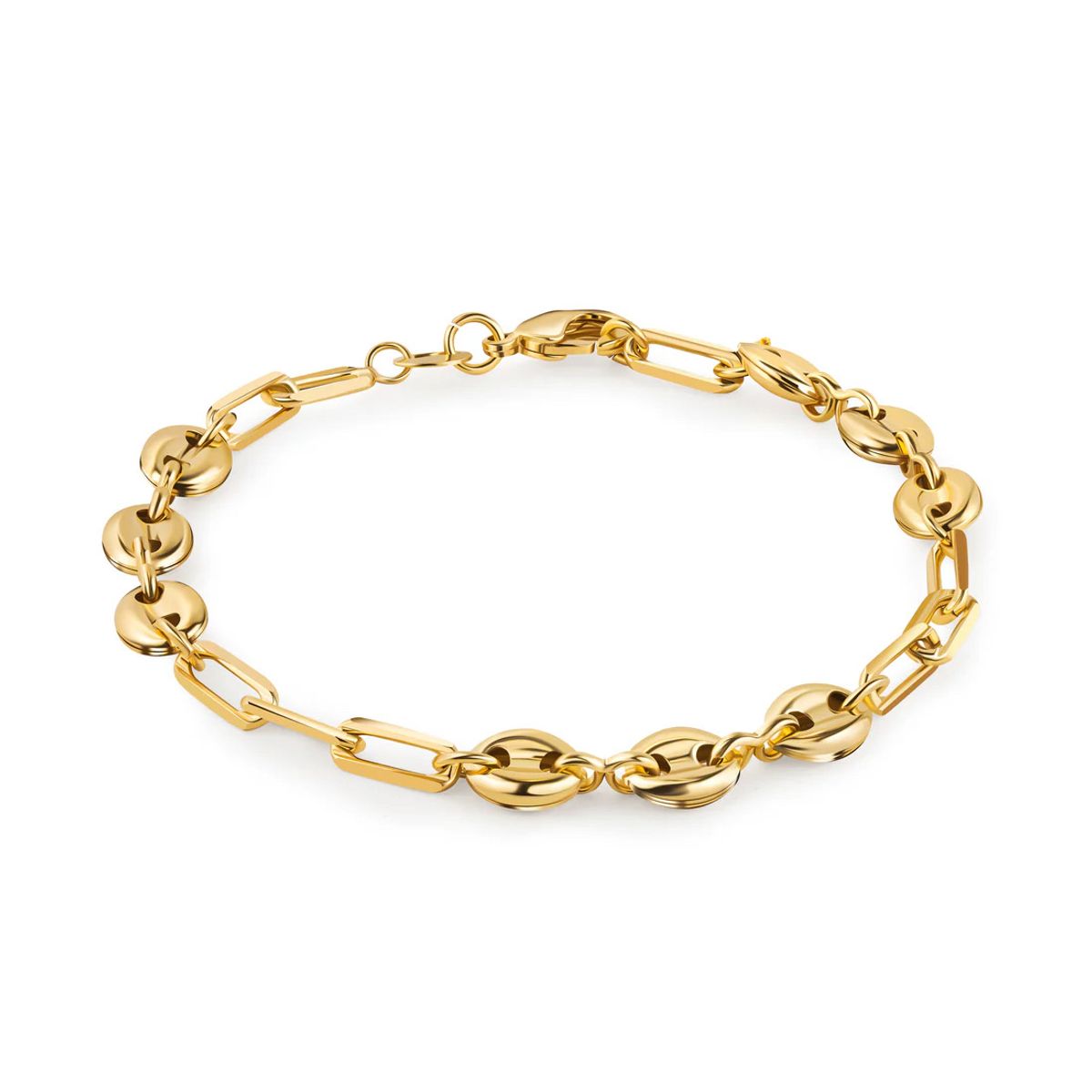 RMZ GOLD NYC 18K Gold Plated Mariner and Paperclip Link Anklet
