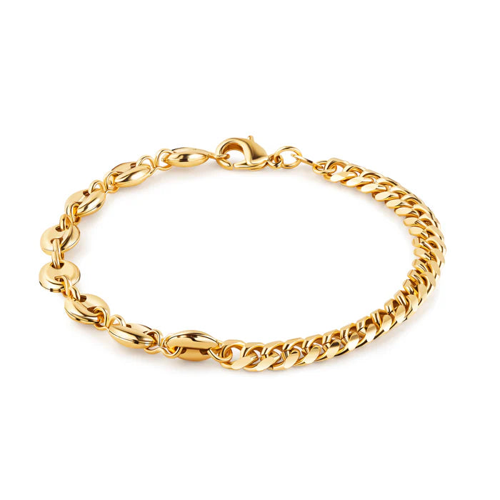 RMZ GOLD NYC 18K Gold Mariner & Cuban Link Bracelet