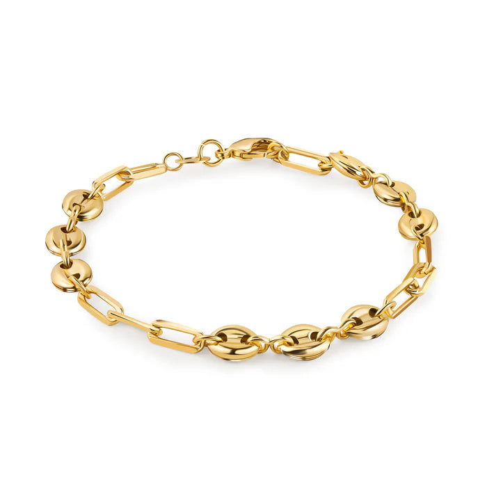 18K Gold Mariner and Paperclip Link Anklet 10''