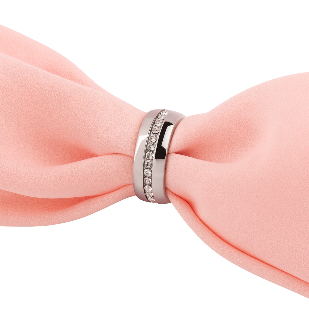 Crystal Inlay Couple Ring – Unisex Matching Band for Men & Women