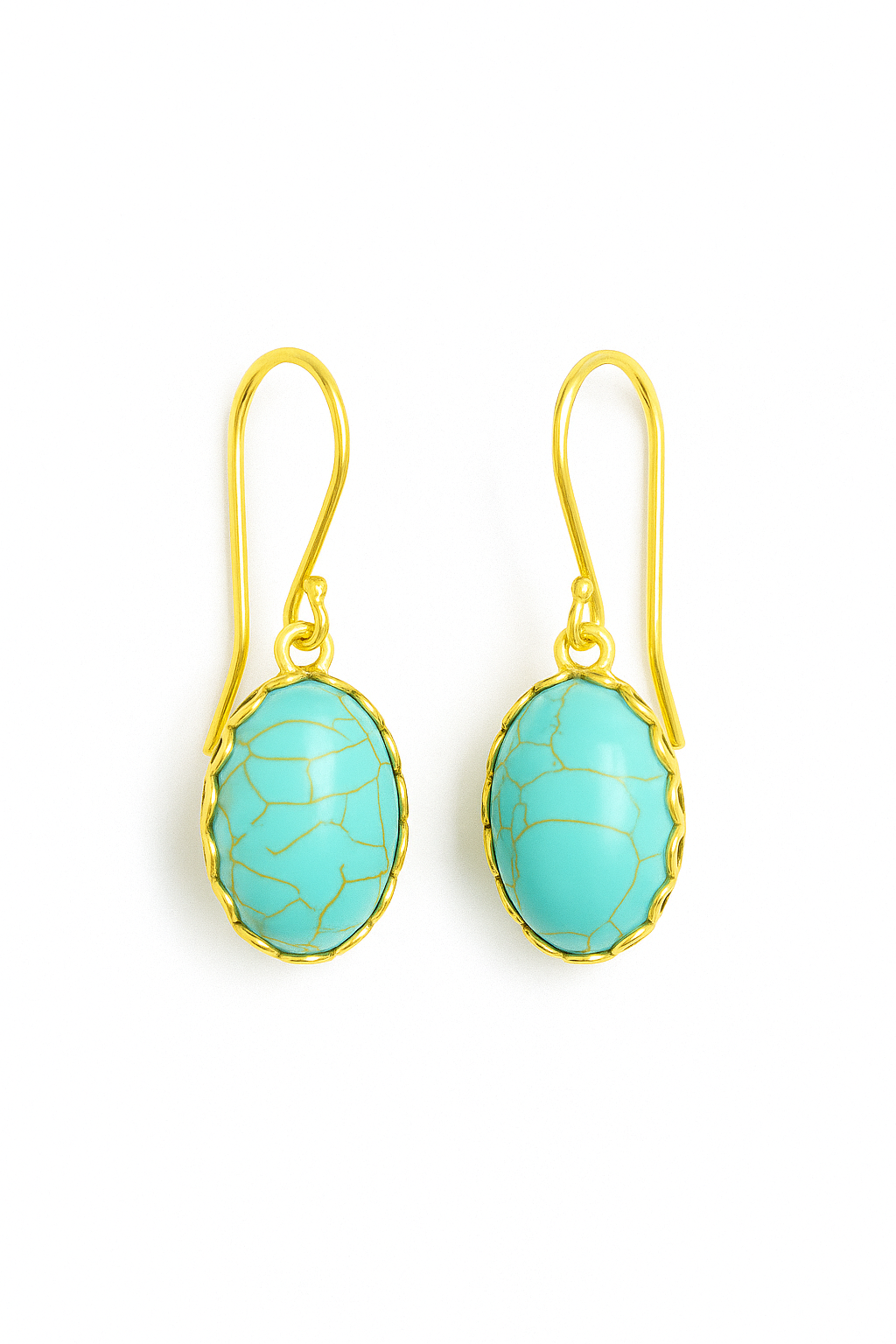 RMZ GOLD NYC Gold Turquoise Drop Earrings – Boho Chic with Timeless Elegance
