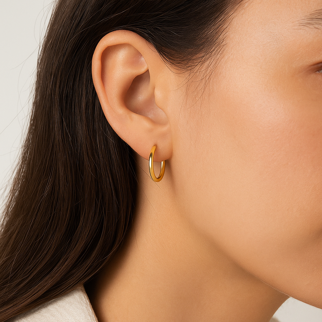 RMZ GOLD NYC 18k Gold endless hoop earrings