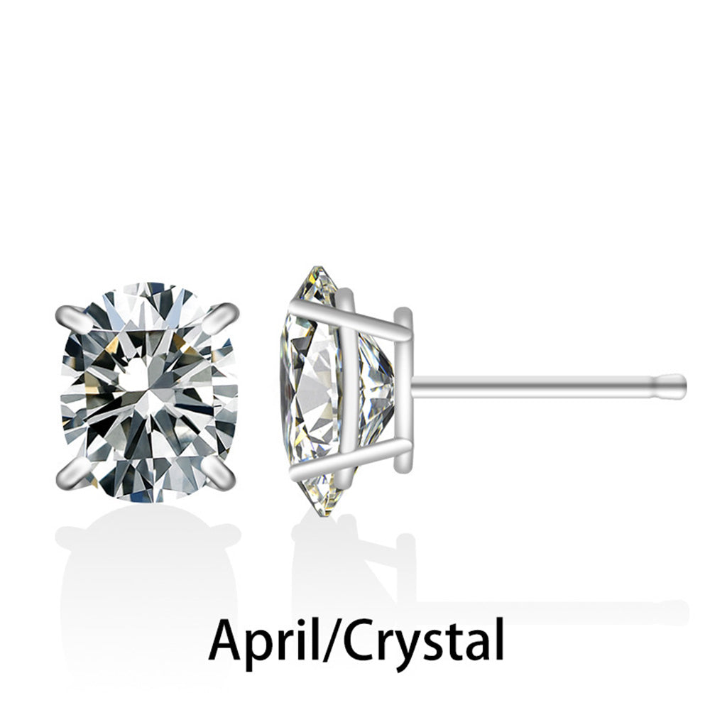 RMZ GOLD NYC 925 Sterling Silver 2.00CTTW Crystal Oval- and Round-Cut Stud Earrings (2-Pair)