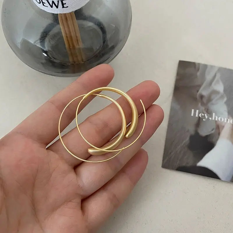 Sweet Earrings Round Circle Acrylic Mesh Versatile Earrings Light Luxury C Temperament Earrings