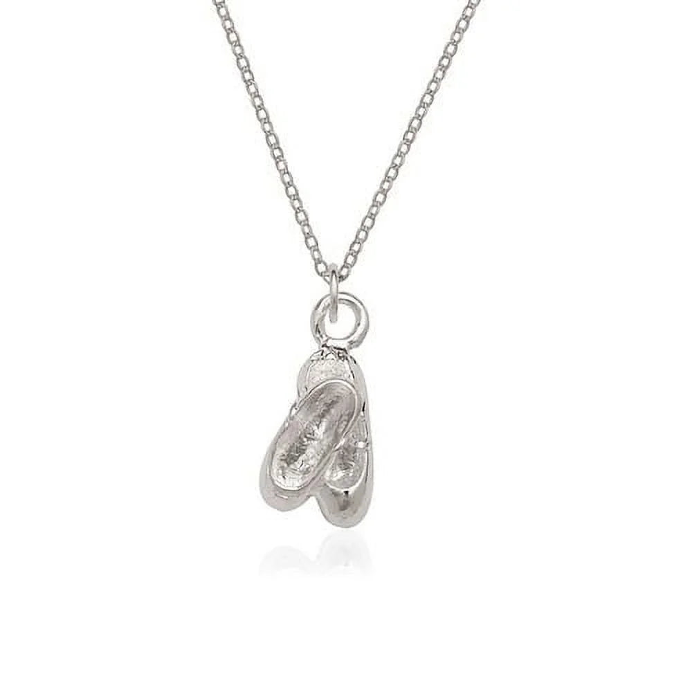 RMZ GOLD NYC Sterling Silver Plated Ballet Slippers Charm And Chain