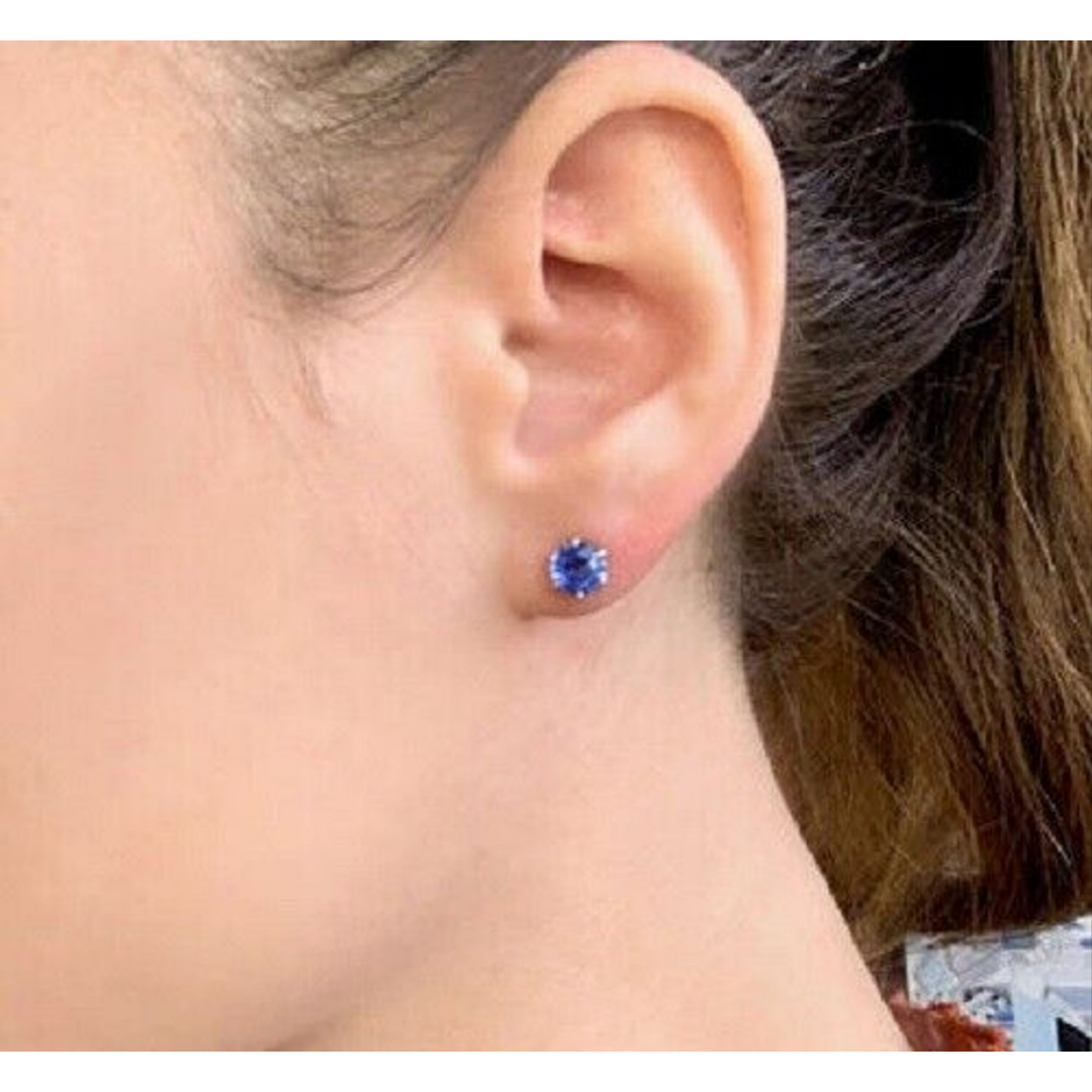 RMZ GOLD NYC Round Yellow and White Gold Tanzanite Stud Earrings (2-Pair)