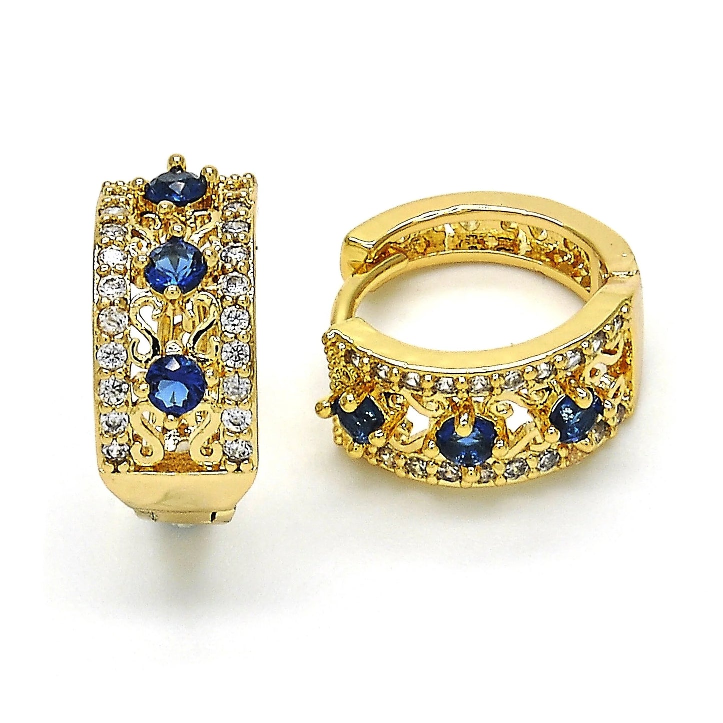 RMZ GOLD NYC Lab-Created Sapphire Hoop Earrings – Elegant Gold-Plated Hoops