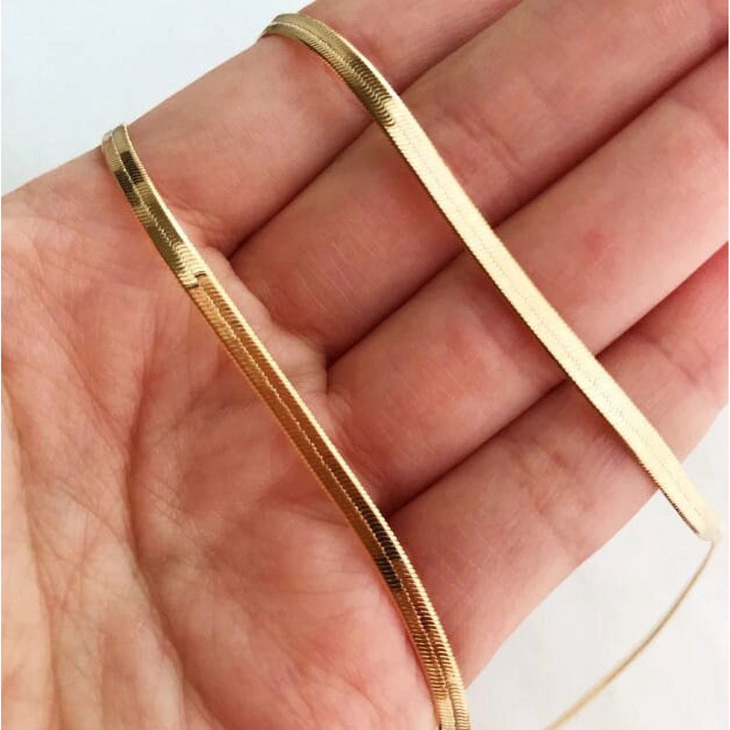 Herringbone Chain Necklace • Herringbone Choker Necklace - 18K Gold Vermeil • Gift for Her • Must Have Layering Necklace Gold