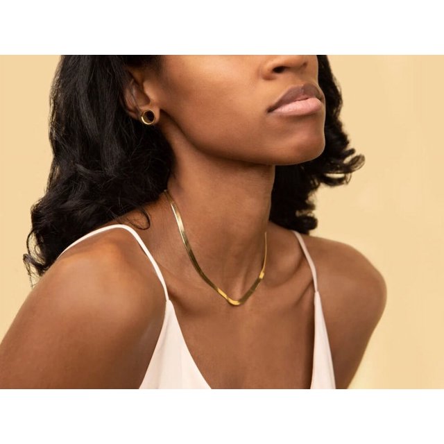 Herringbone Chain Necklace • Herringbone Choker Necklace - 18K Gold Vermeil • Gift for Her • Must Have Layering Necklace Gold