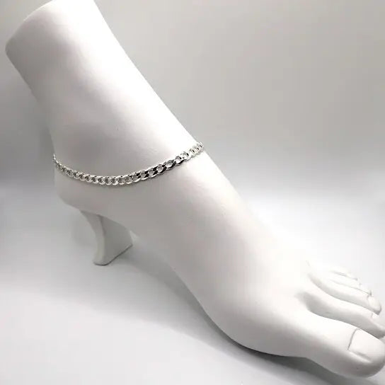 14K YELLOW GOLD PLATED CUBUN CURB LINK ANKLET 5MM 9.5''