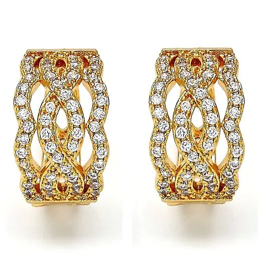 RMZ GOLD NYC 18K Gold Plated Diamond Accent Earrings – Elegant & Timeless Sparkle