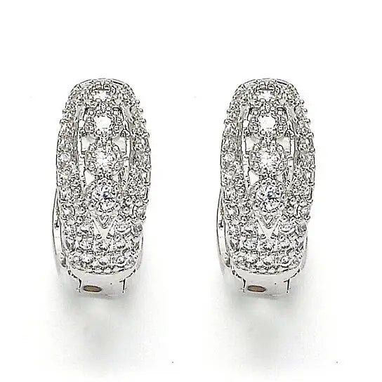 RMZ GOLD NYC 14k White gold filled Huggie Hoop, with Cubic Zirconia, Rhodium