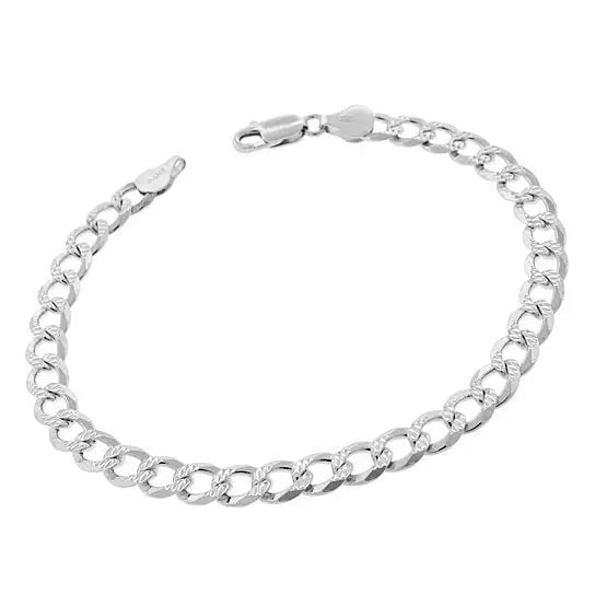 RMZ GOLD NYC 14K White Gold Plated 4mm Cuban Link Flat Chain Anklet for Women
