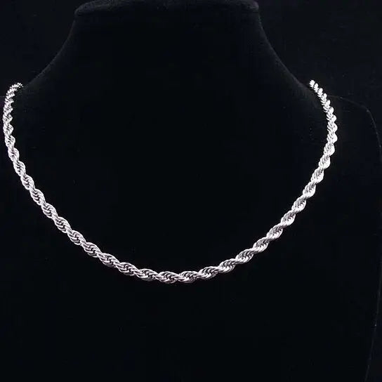 RMZ GOLD NYC 14K WHITE GOLD FILLED 3MM ROPE CHAIN 24"