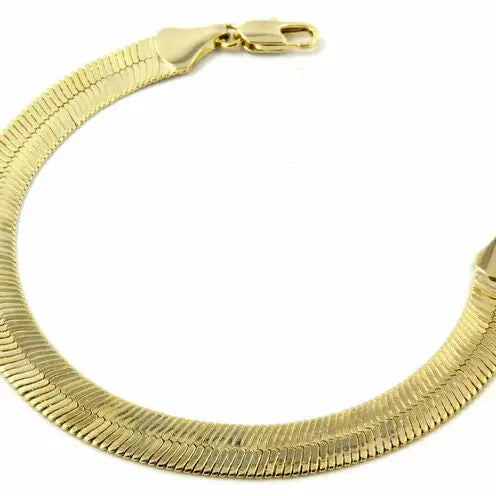 RMZ GOLD NYC 14K Gold Filled Herringbone Flat Bracelet 8"