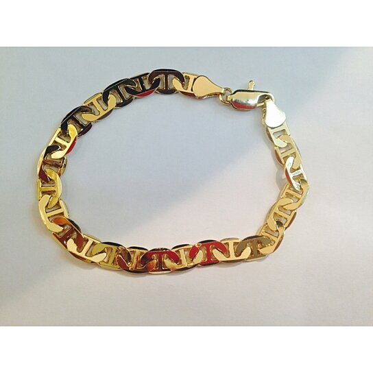 Gold Mariner Link Bracelet 8" unisex 14K Gold