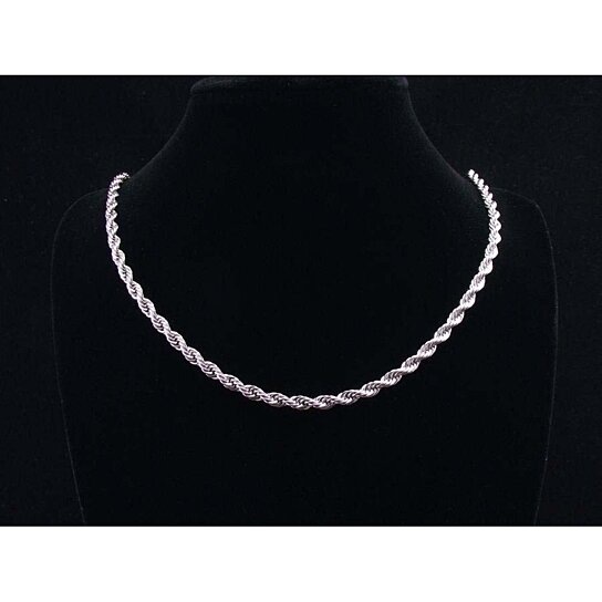 RMZ GOLD NYC SILVER FILLED HIGH POLISH FINSH 3MM ROPE CHAIN 24"