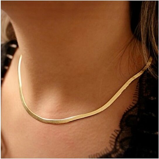 14k Gold Herringbone Necklace, snake Chain, Gift For Mom, Mother's Day 20''
