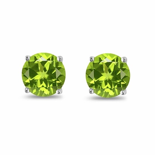 RMZ GOLD NYC August Birthstone Peridot Round CZ Stud Earrings Gift 2pcs