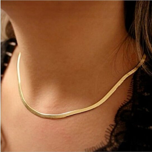 RMZ GOLD NYC 14K-Gold-Plated Flat Herringbone Chain