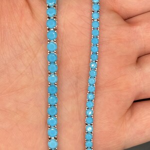 Turquoise Tennis Bracelet 14k Gold Clad Sterling Silver 925 7", Bracelet For Women, Bracelets, Best Gift