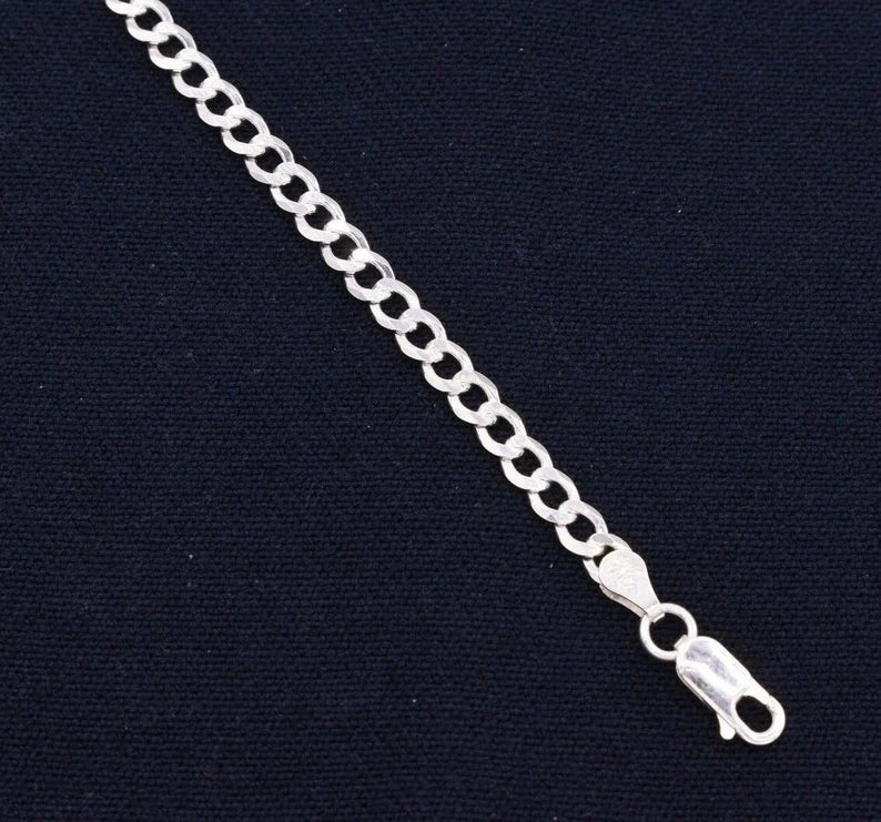 4mm Italian Miami Cuban Curb Link Bracelet Real Sterling Silver 925 7''