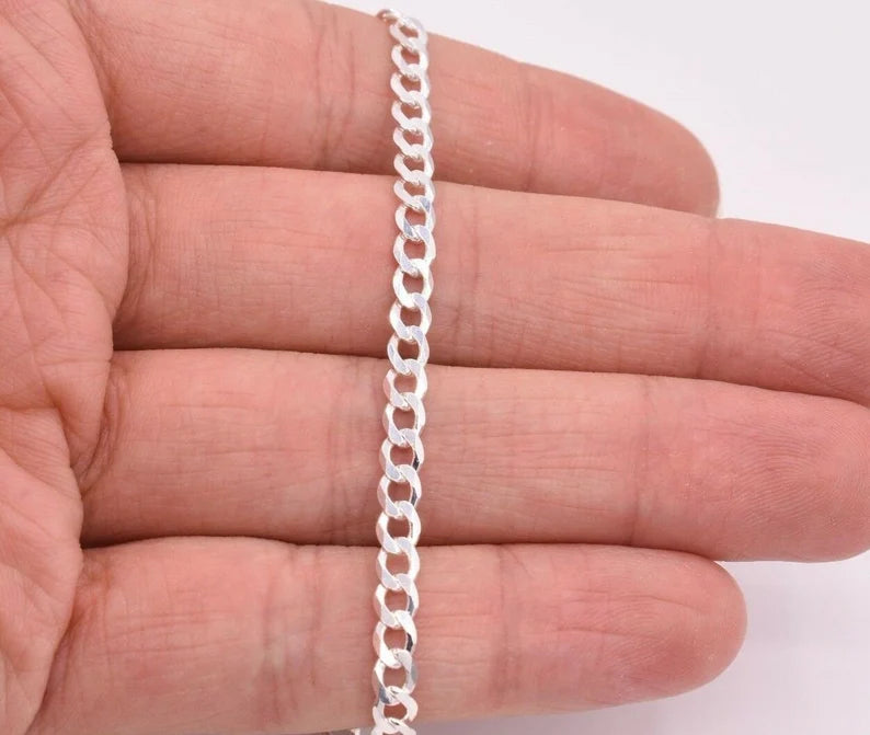 4mm Italian Miami Cuban Curb Link Bracelet Real Sterling Silver 925 7''