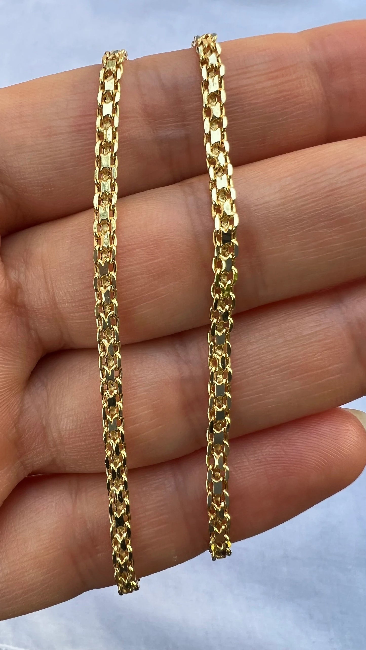 Smooth Flexible Gold Filled Bizmark Flat Chain Necklace – 20" High Polish Finish