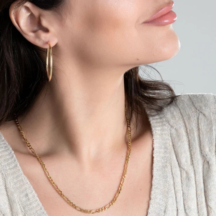18K Gold Plated 4.5mm Figaro Chain Necklace